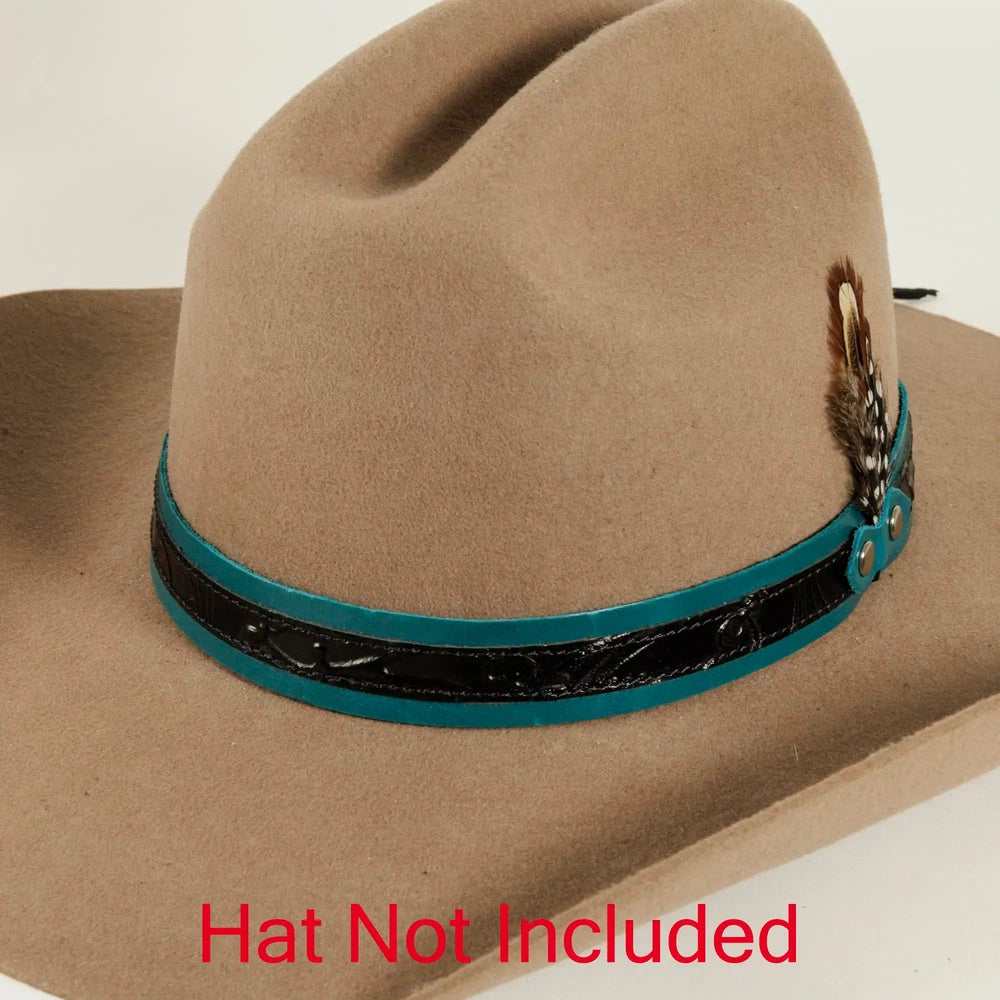 Skylark turquoise hat band on American Hat Makers hat