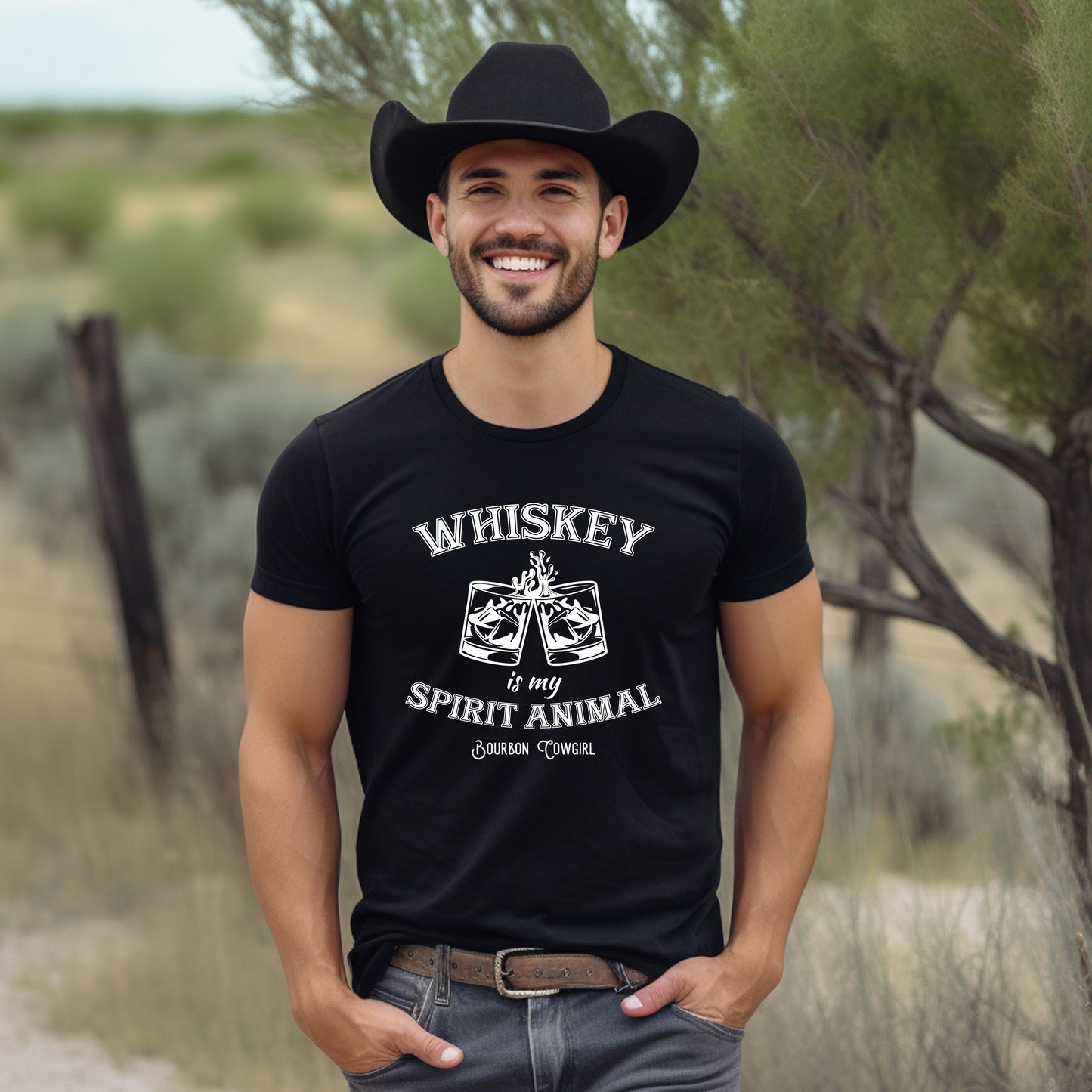 Male spirit animal with whiskey shirt