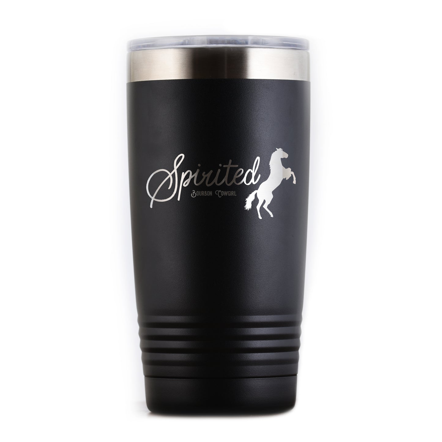 Spirited Black Tumbler with Horse Logo