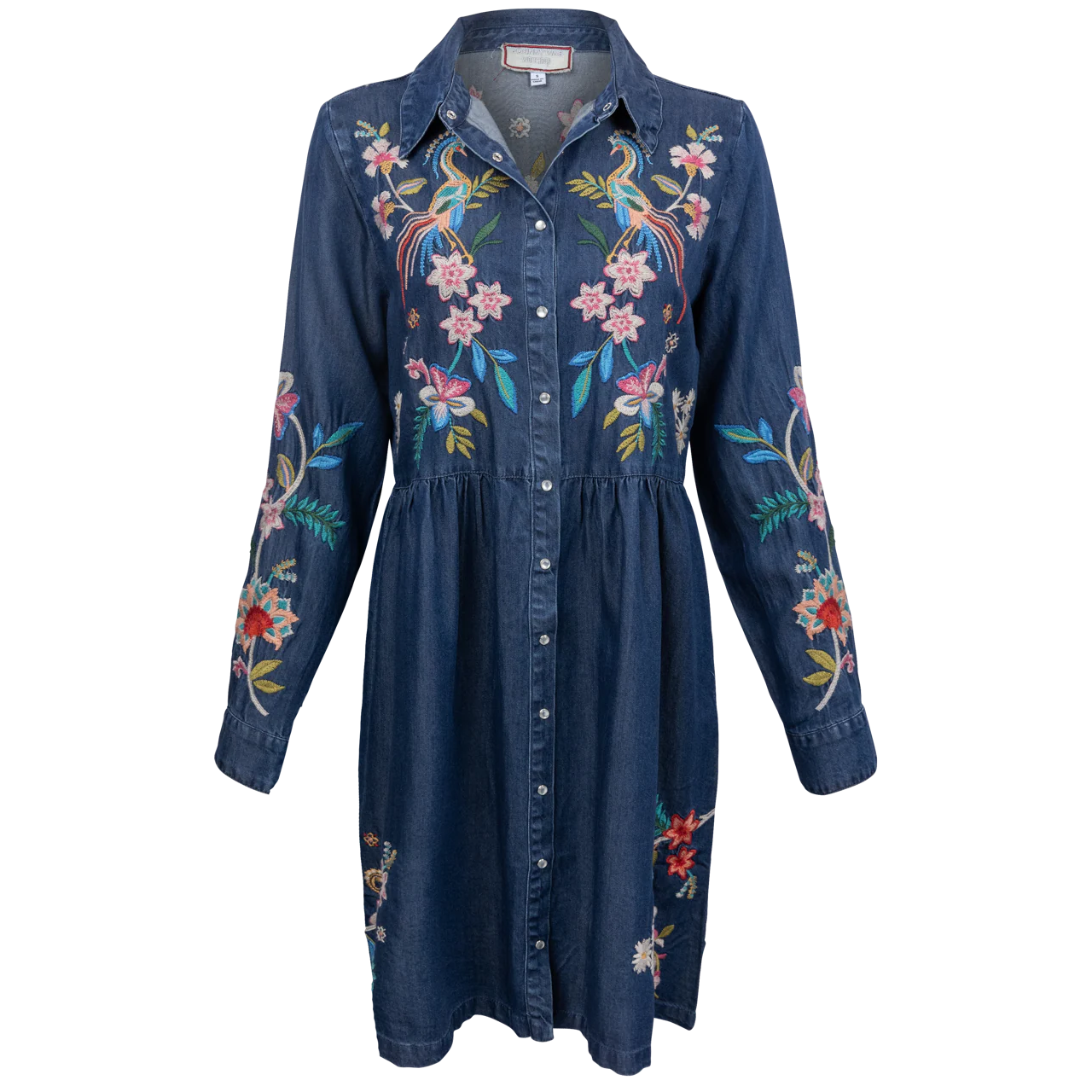 Johnny Was embroidered denim shirt dress