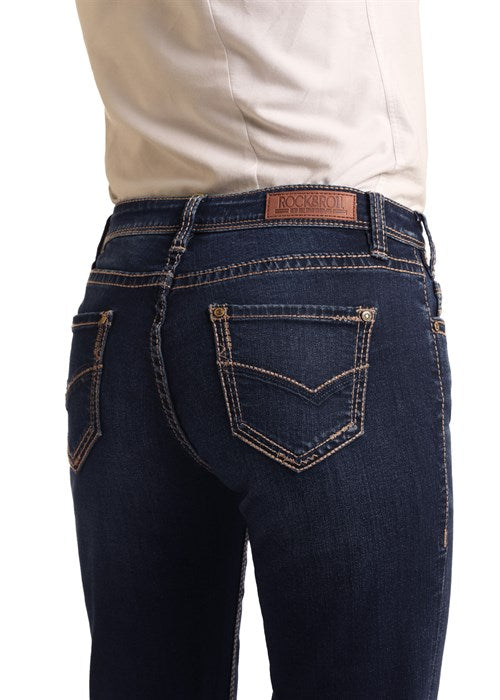 Dark wash jeans, W7_4166, rear view
