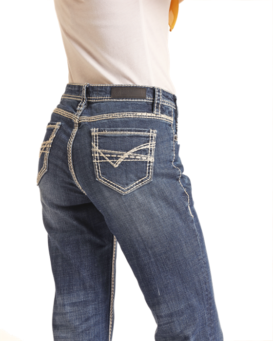 W8M9516 denim jeans, back view.