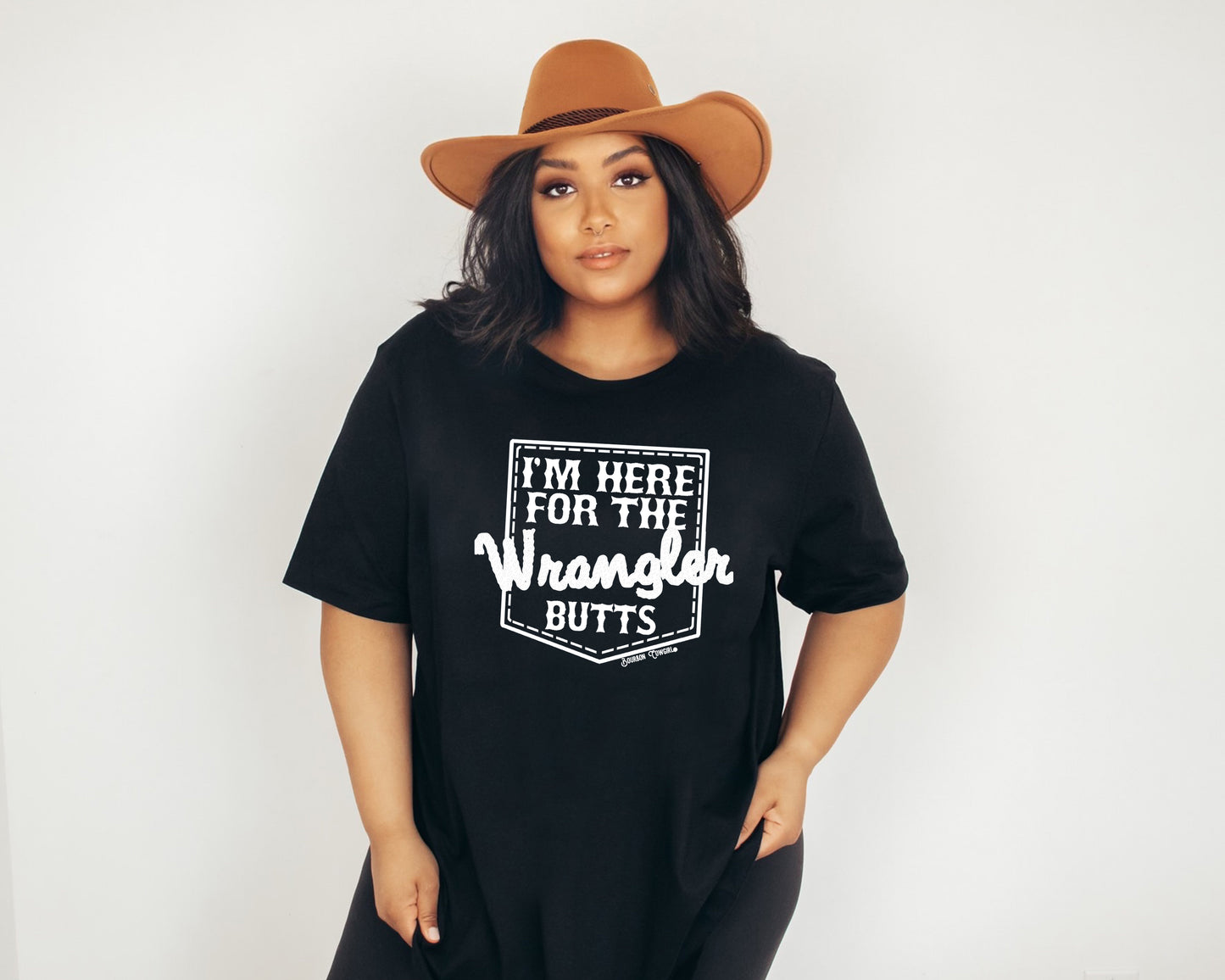 WBFemale7 in cowboy hat & Wrangler Butts tee