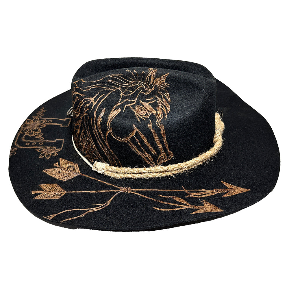 Black hat with horse design