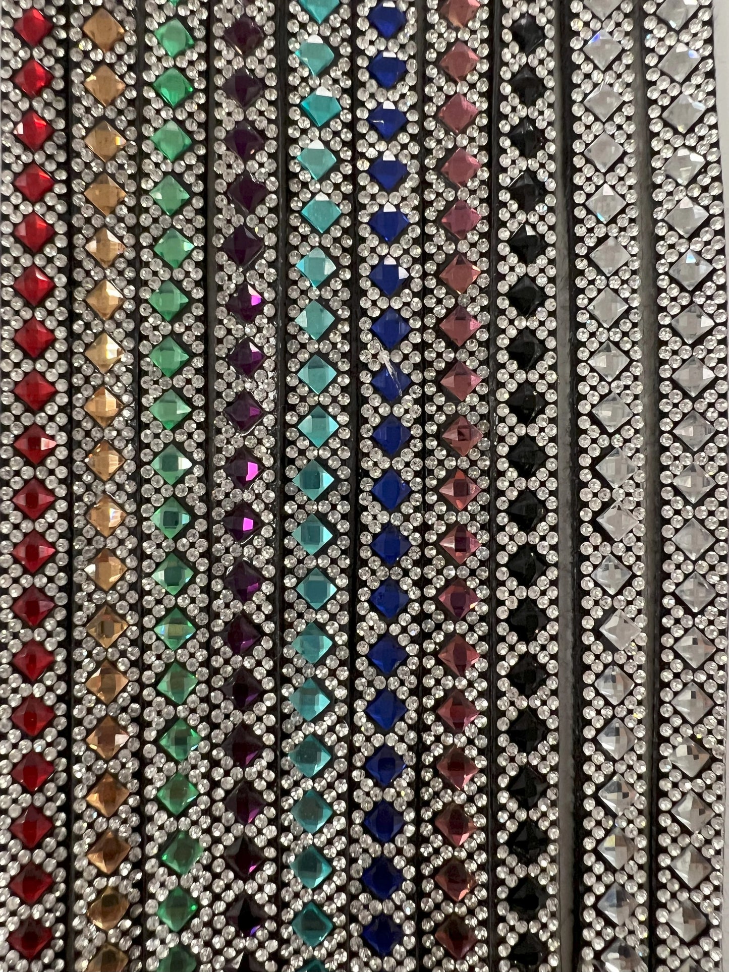 Bling bands with colorful gemstones in various colors