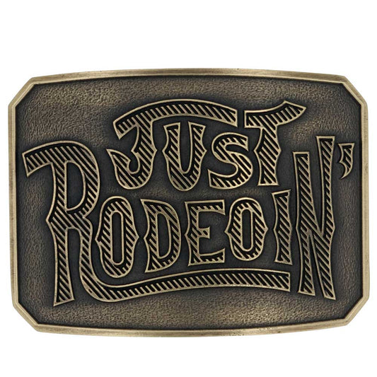 Just Rodeoin' belt buckle