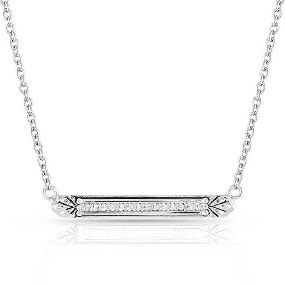 Silver bar necklace with diamonds - NC5171