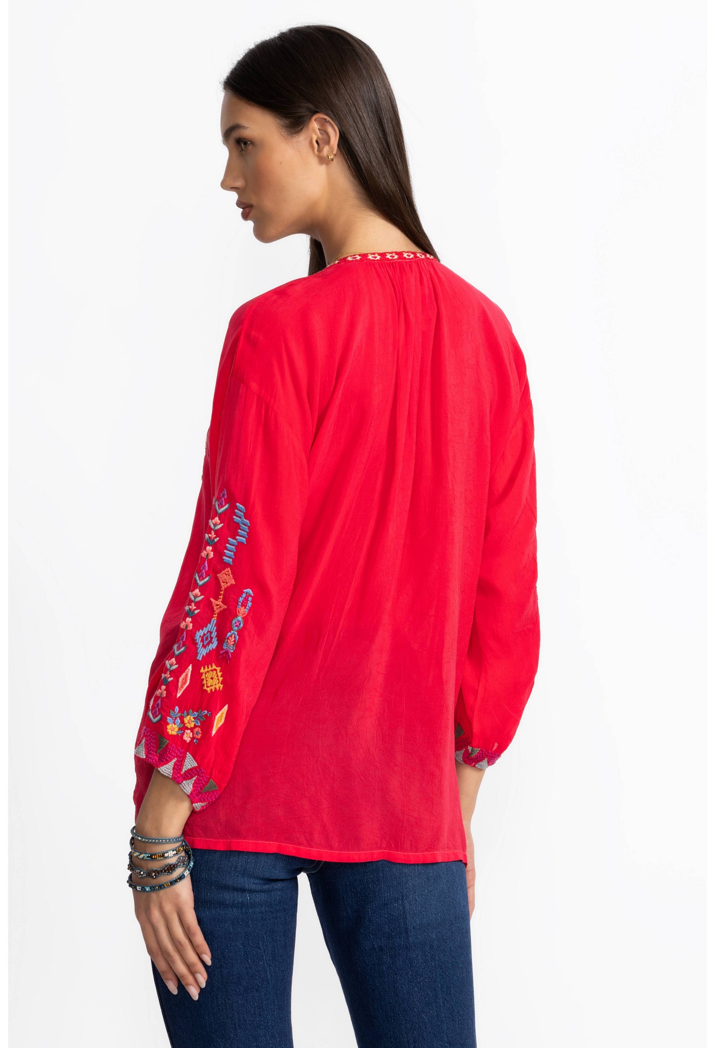 Red embroidered top c12725-1