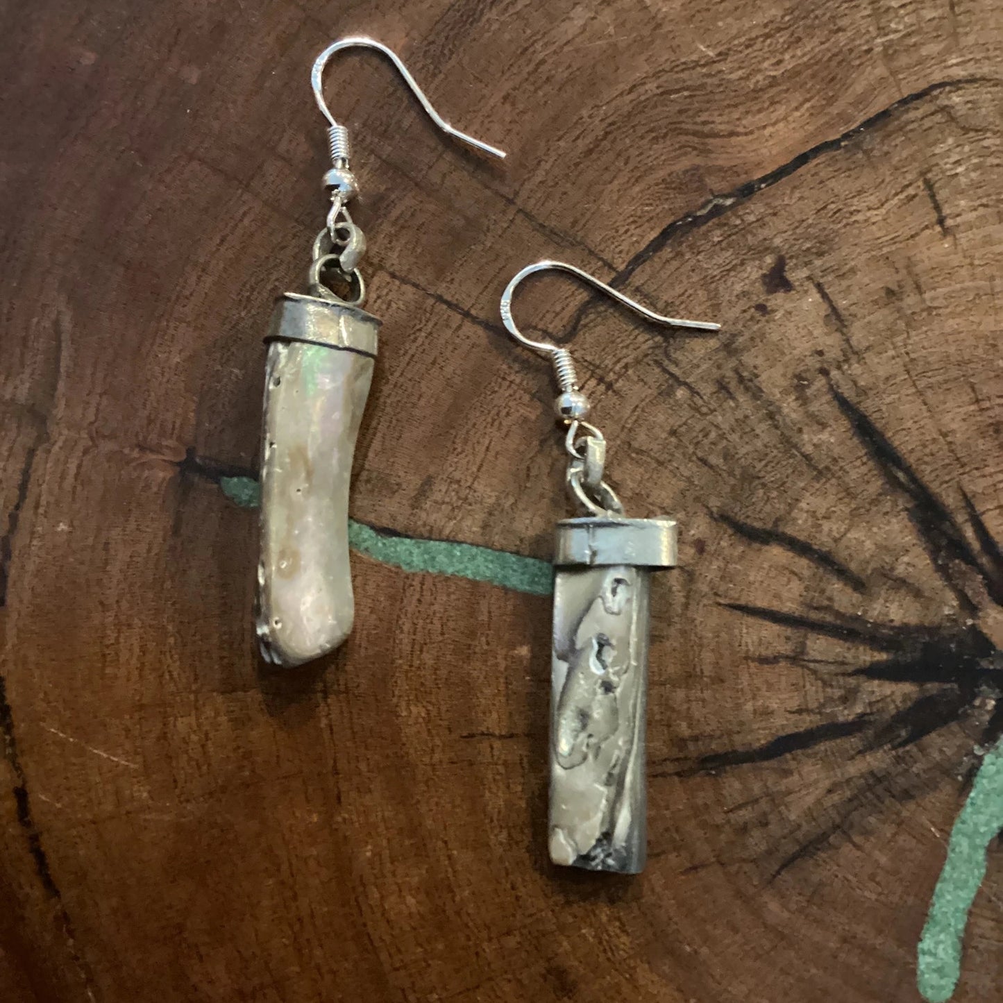 Silver earrings with pearl-like pendants