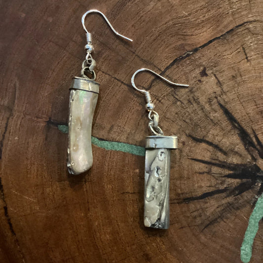 Silver earrings with pearl-like pendants