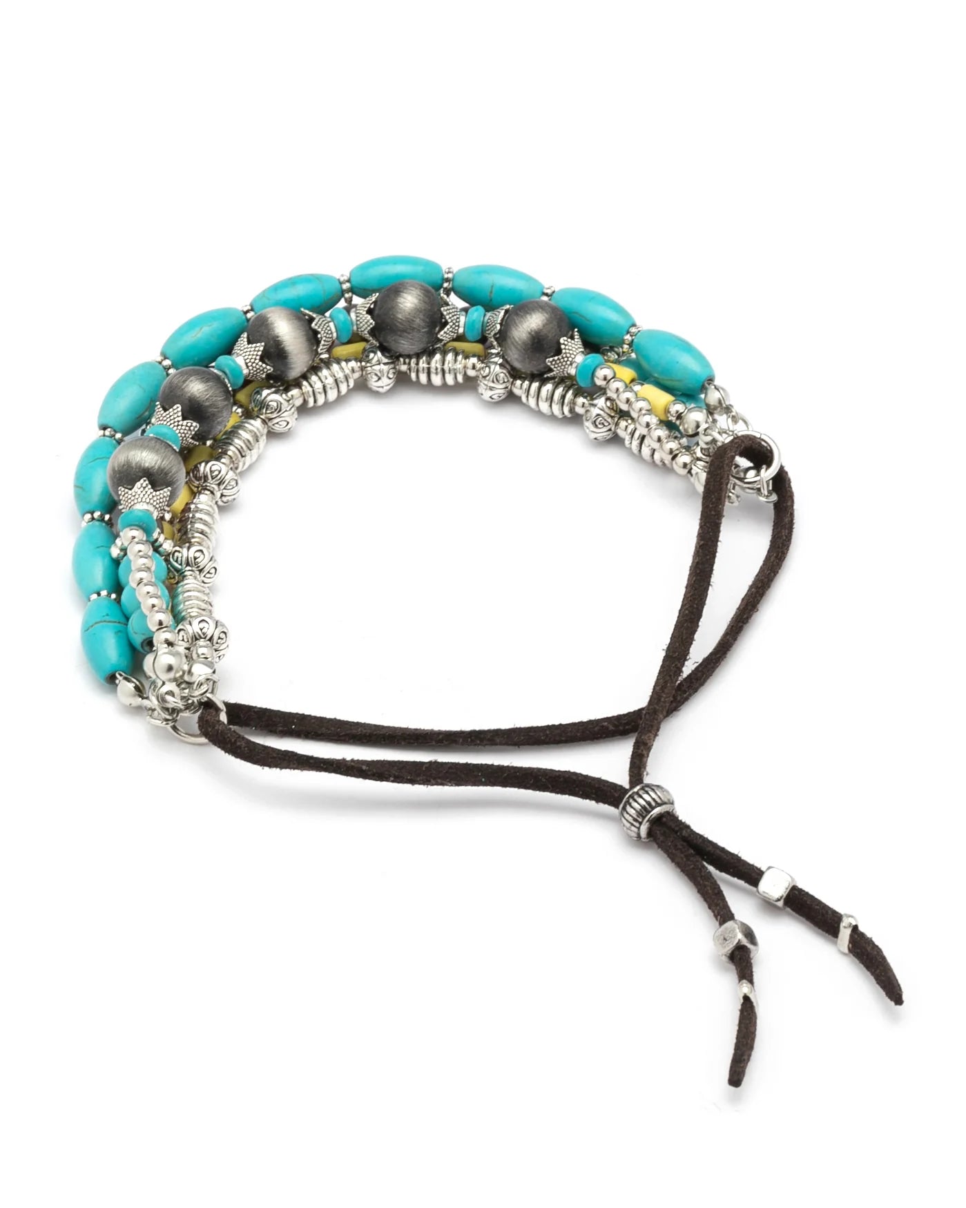 Turquoise beaded bracelet with adjustable tie