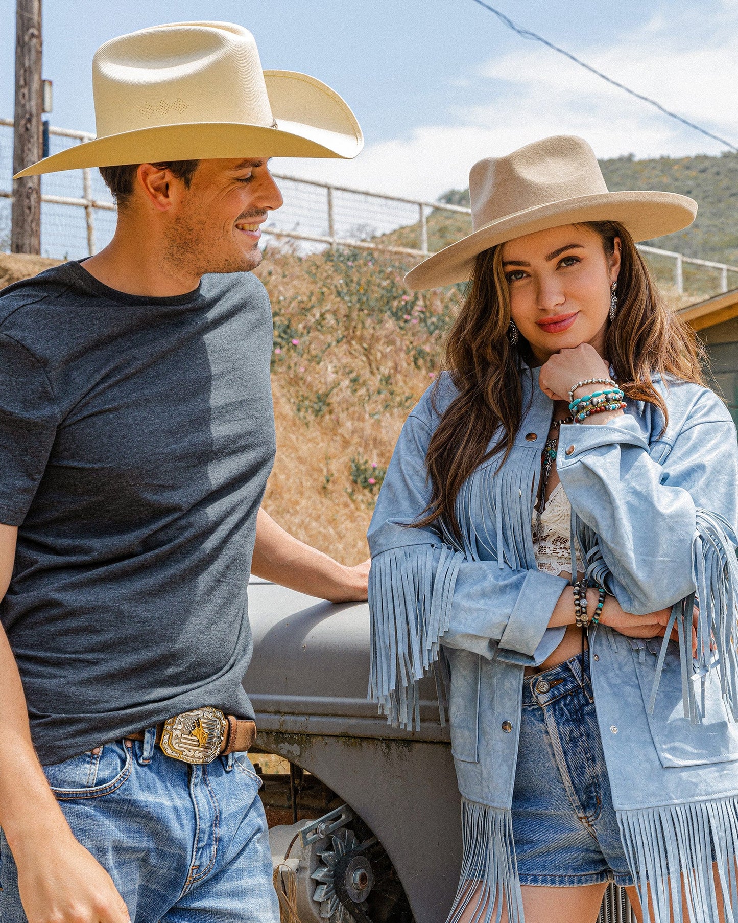 Couple in Western attire, lifestyle shot