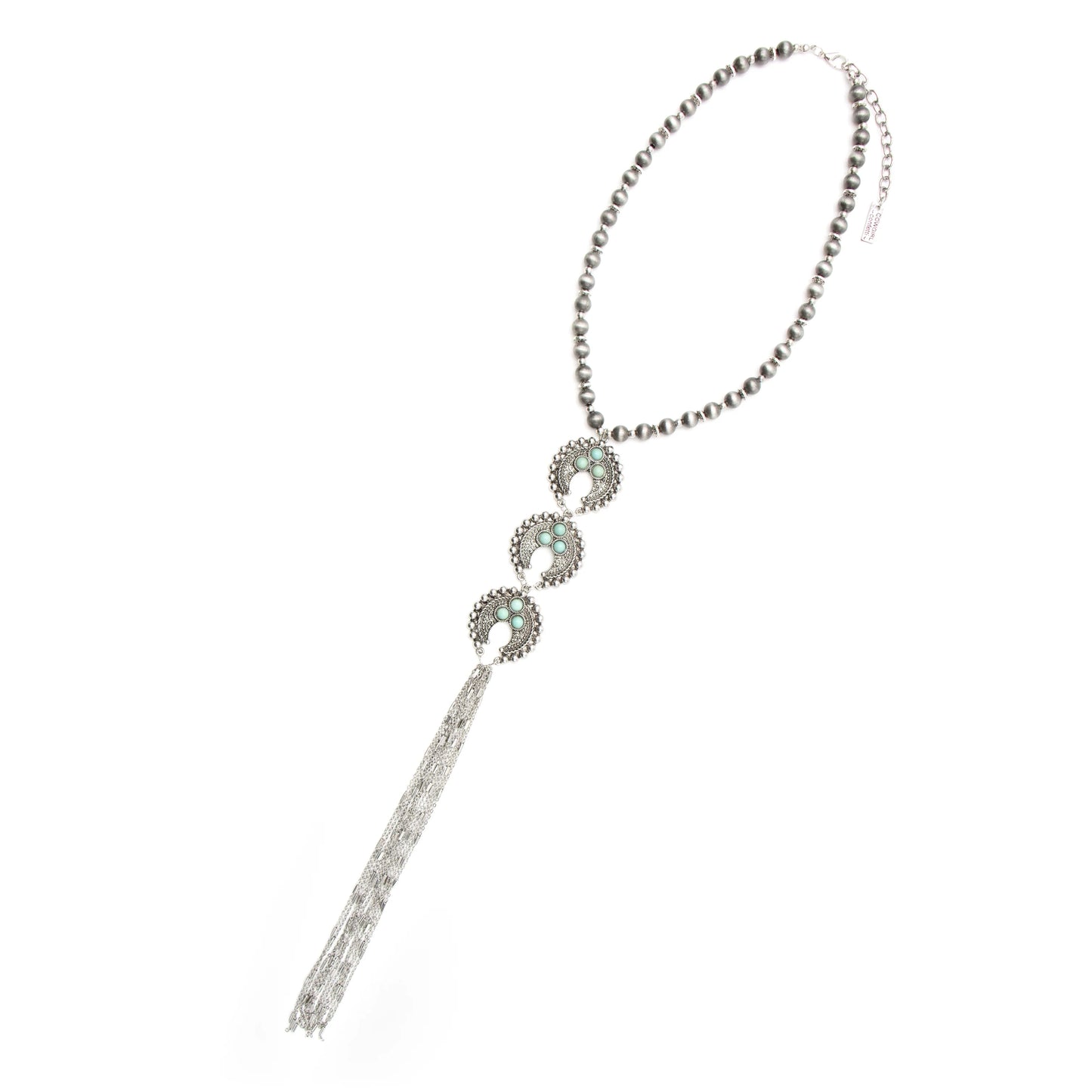 Silver necklace with crescent pendants