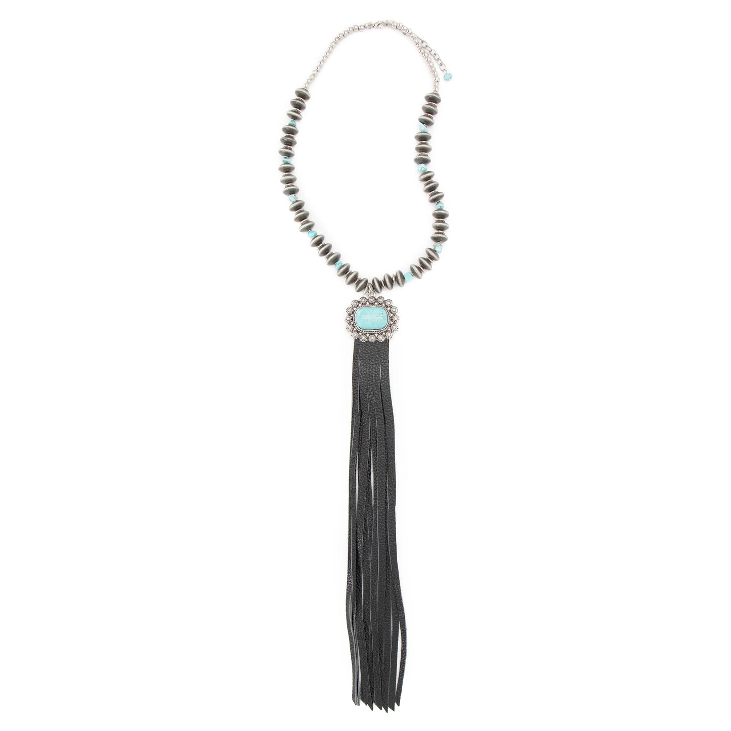 CCNEC68 necklace with turquoise and black tassel