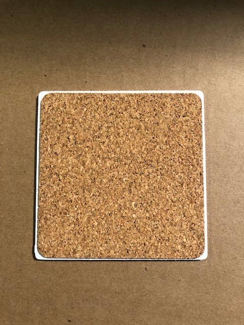 Square cork coaster with white border
