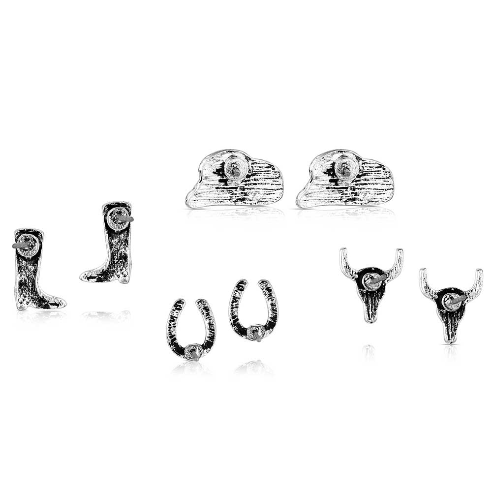 Cowboy themed stud earrings set