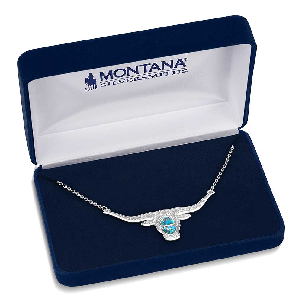Montana Silversmiths bull necklace in box