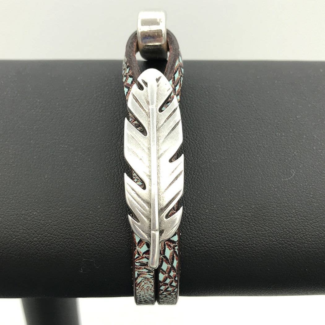 Bracelet with silver feather charm
