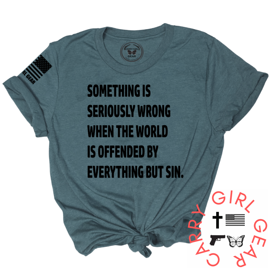 Deep teal Everything But Sin unisex tee shirt.