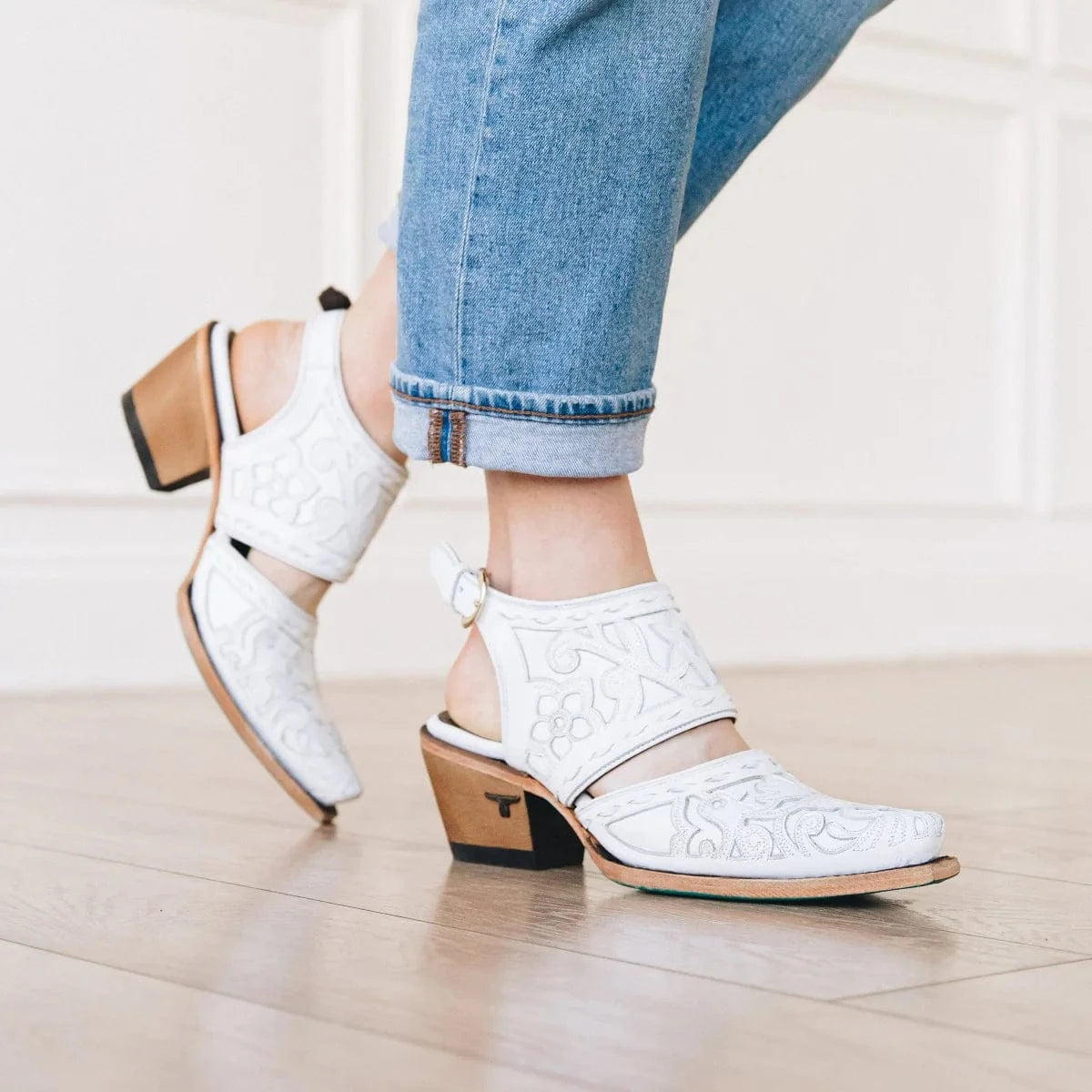 White leather Robin Mule by Matthew White