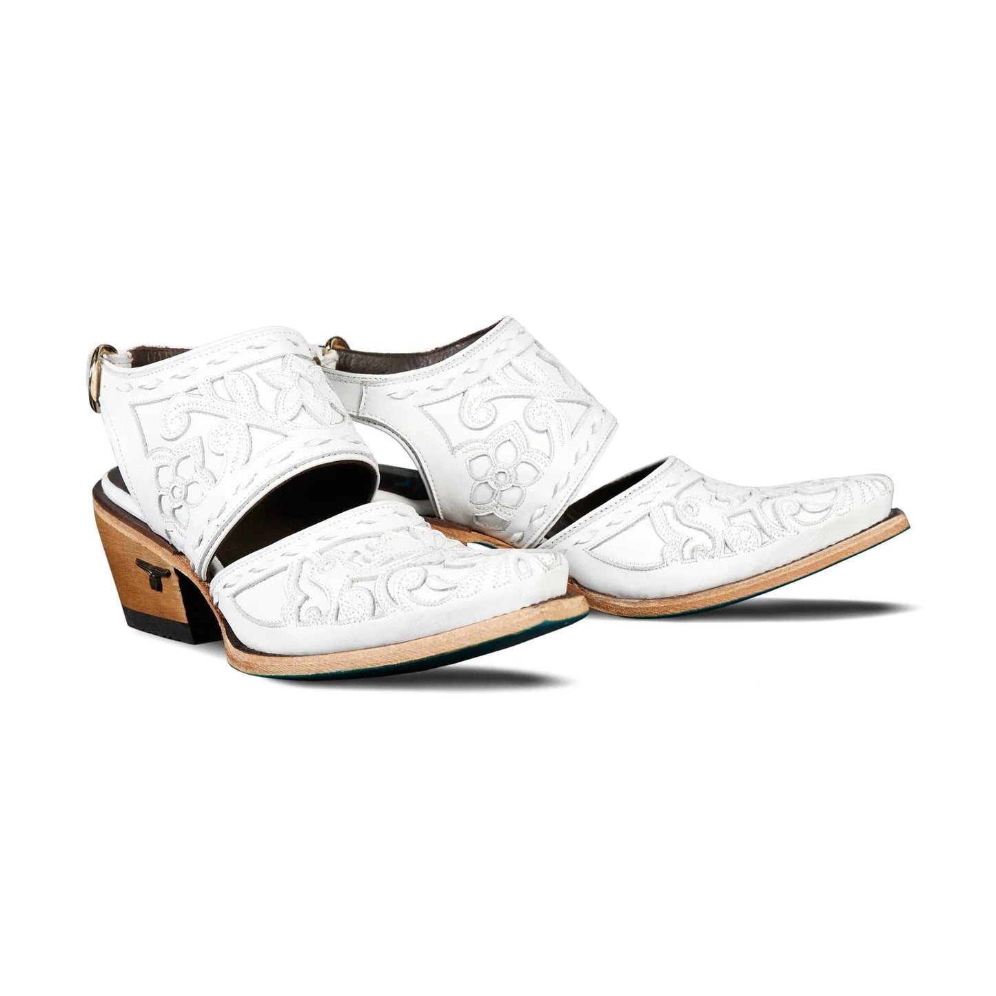 White leather Robin Mule shoes by Matthew White