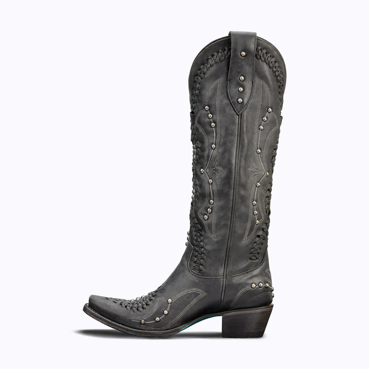 Distressed black Cossette cowboy boot
