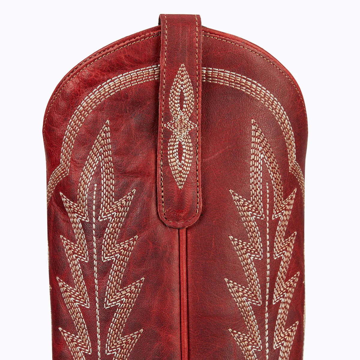 Smoldruby Lexington red leather cowboy boot detail