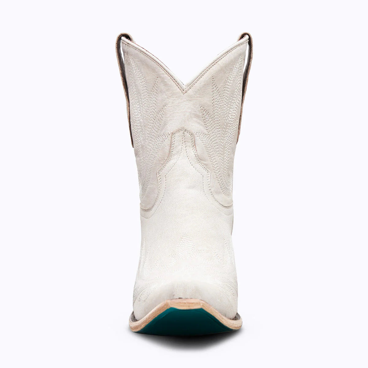 White leather Lexington bootie with ceramic crackle finish