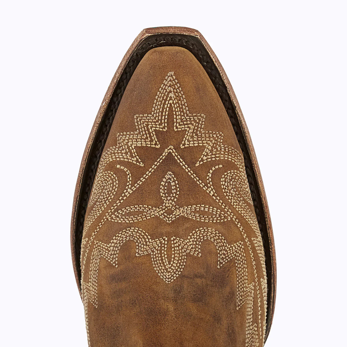 Burnt caramel Lexington bootie toe detail