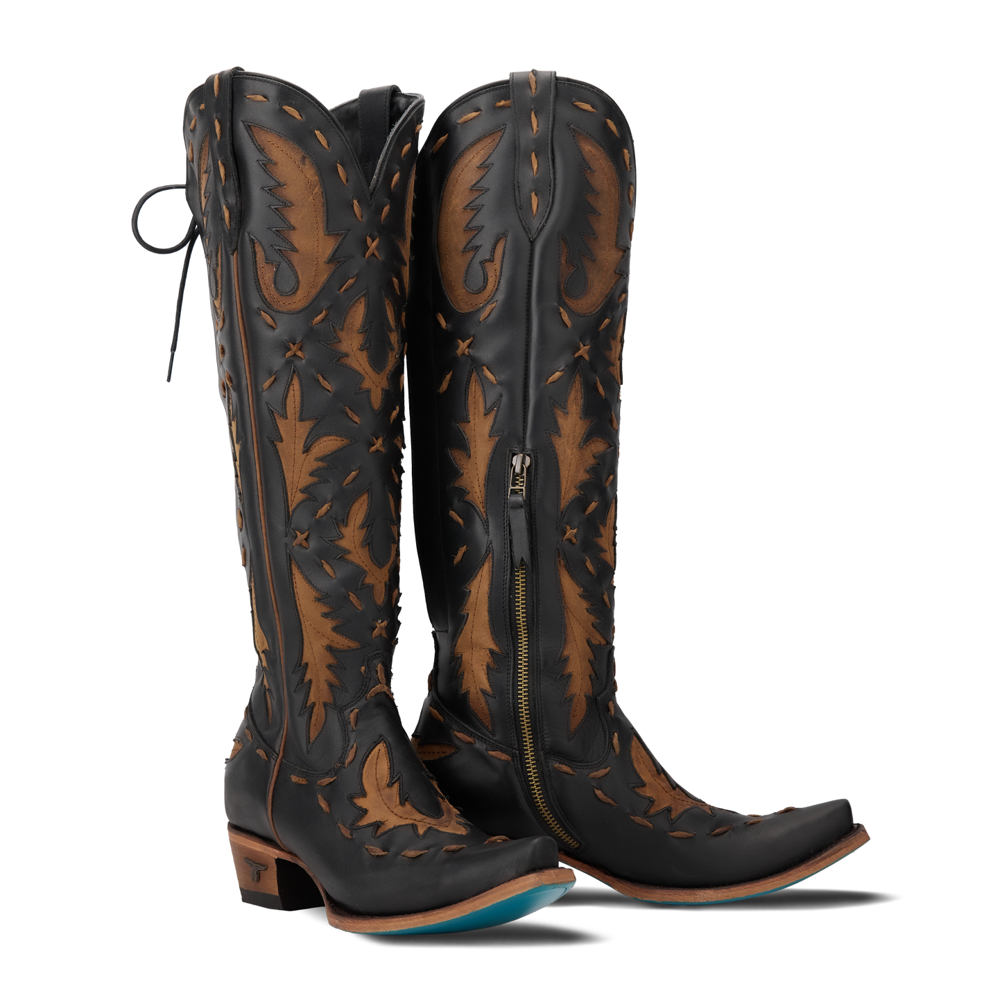 Jet black and burnt caramel Reverie cowboy boots