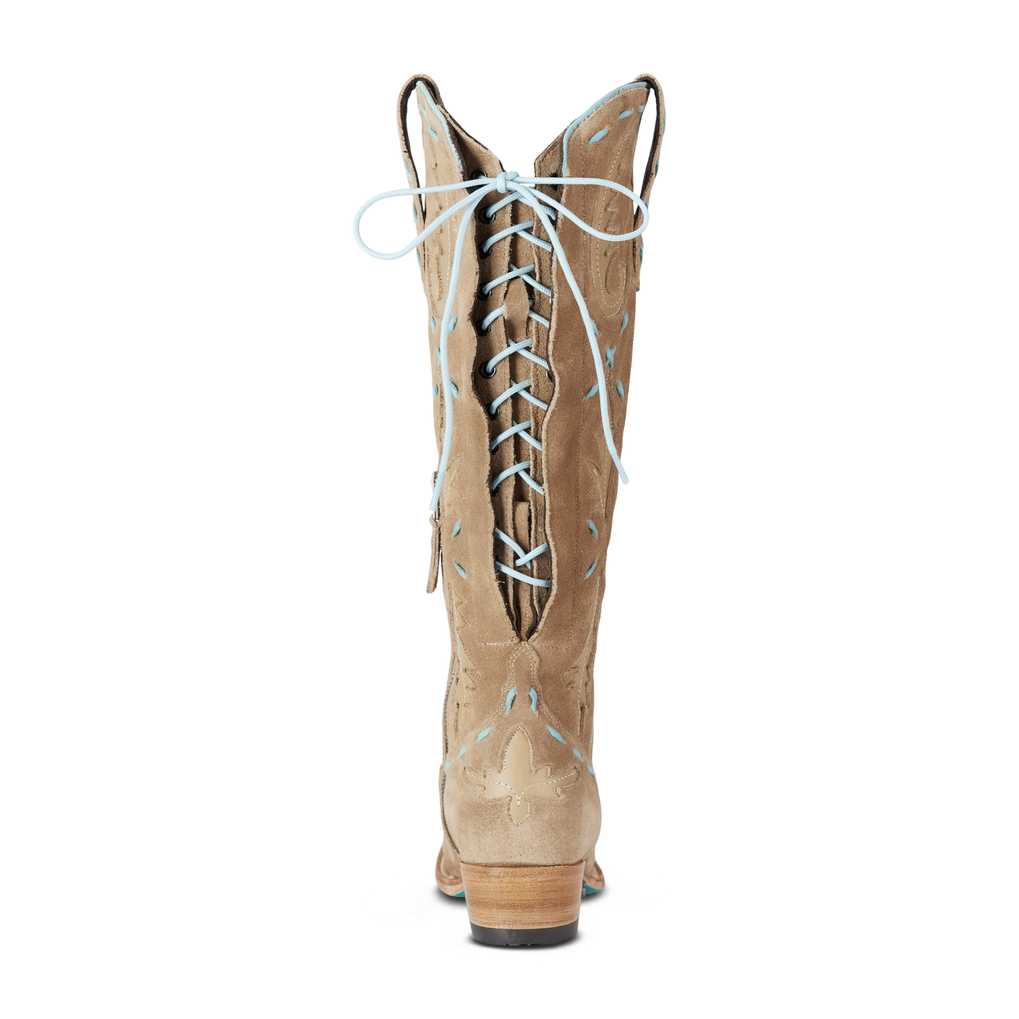 Lace-up suede Reverie boot in powder blue