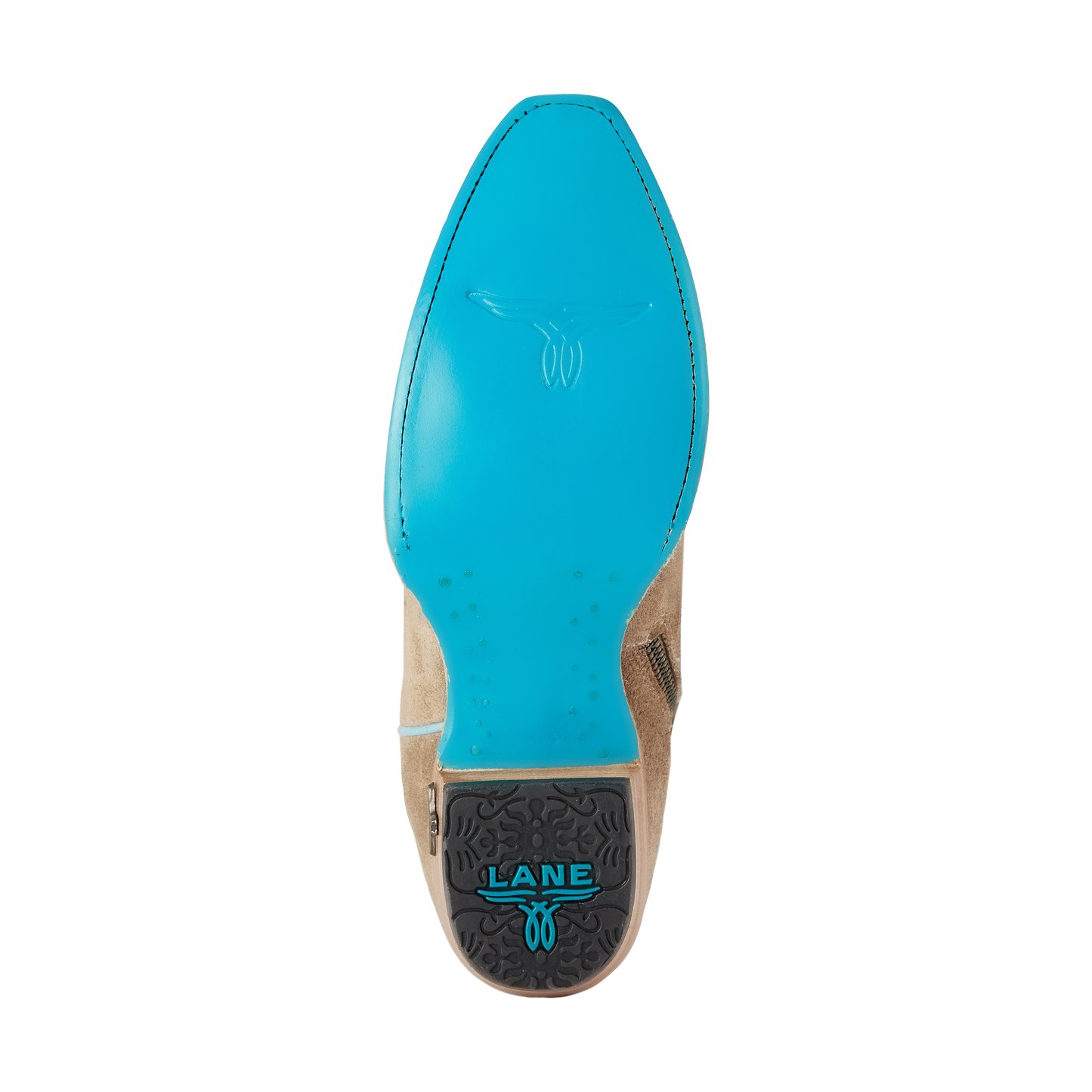 Lane Reverie Latte Suede Powder Blue Cowboy Boot Sole
