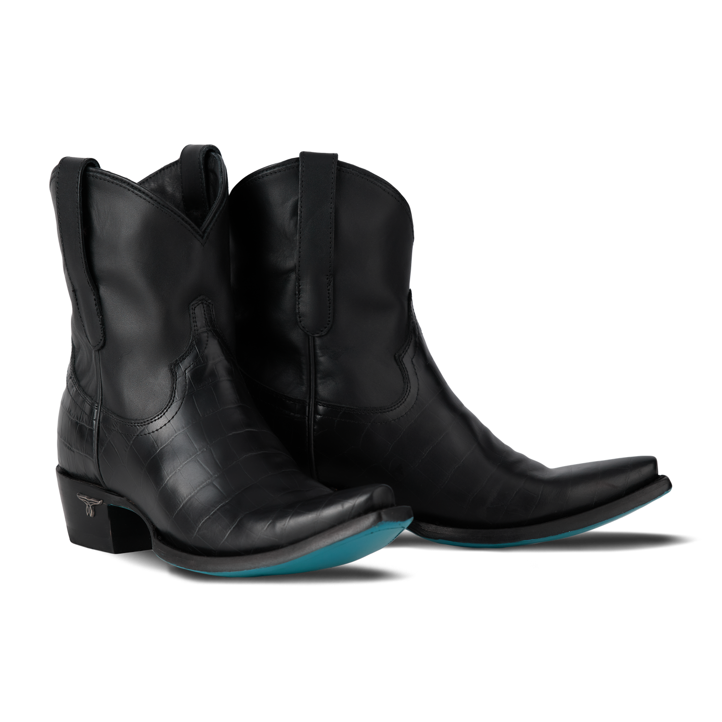 Black Emma Jane Bootie in Carbon Croc