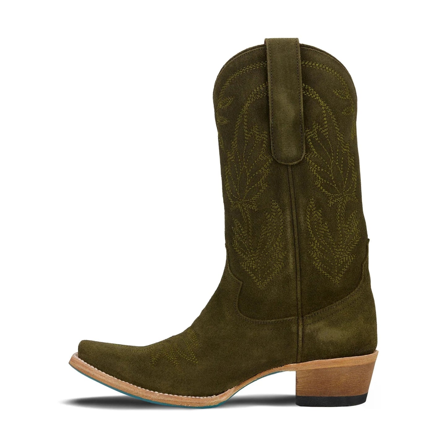 Olive suede cowboy boot