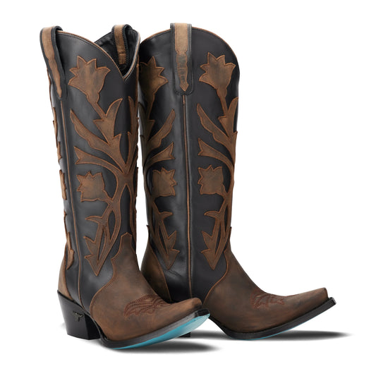 Jolene Jet Black & Burnt Caramel Cowboy Boots