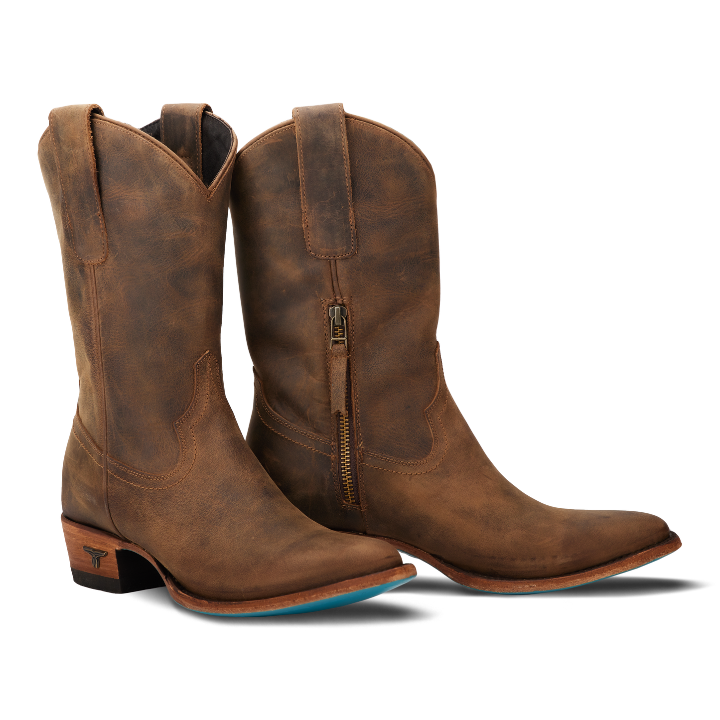 Burnt caramel leather Plain Jane Midi boots