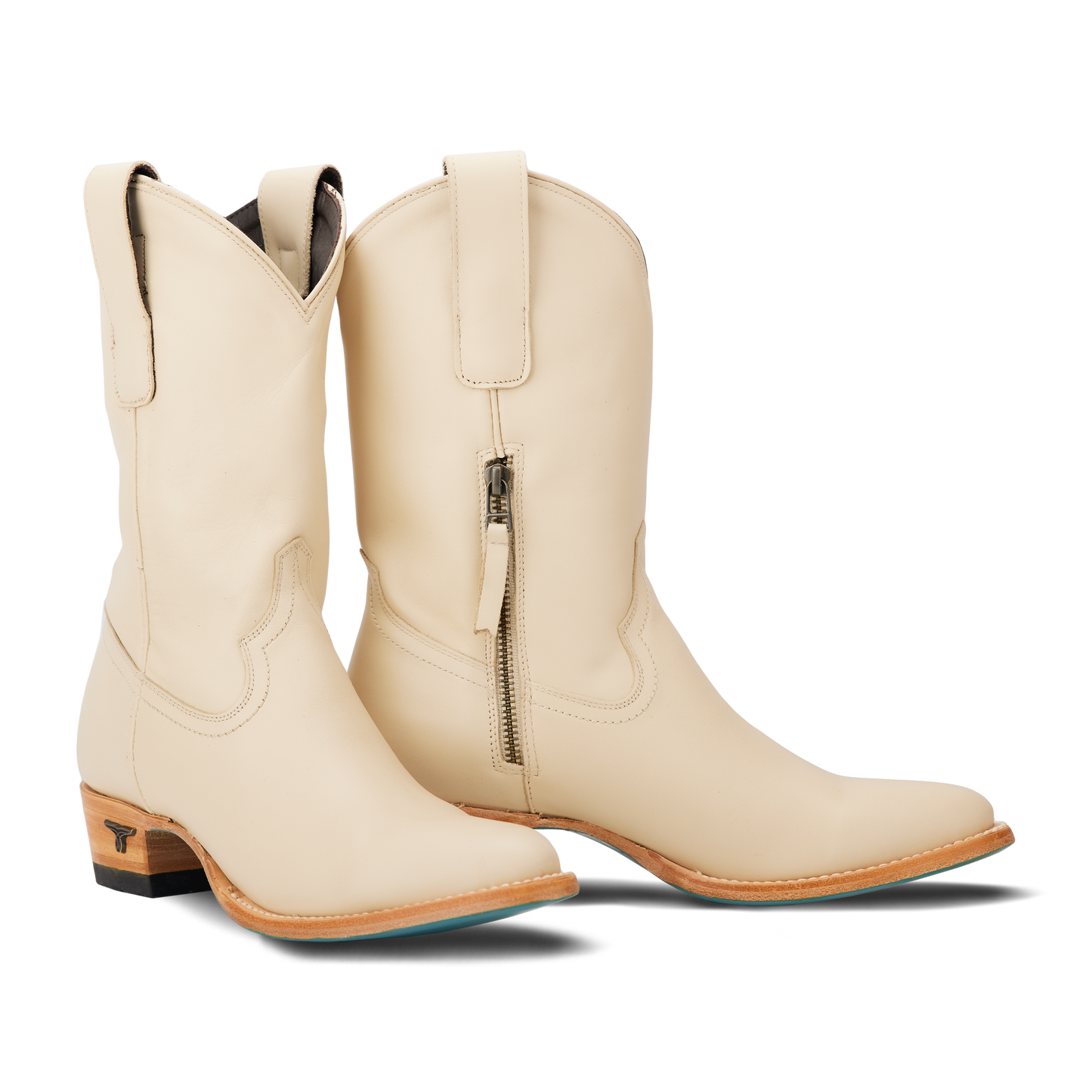 Pale ivory Plain Jane midi cowboy boots