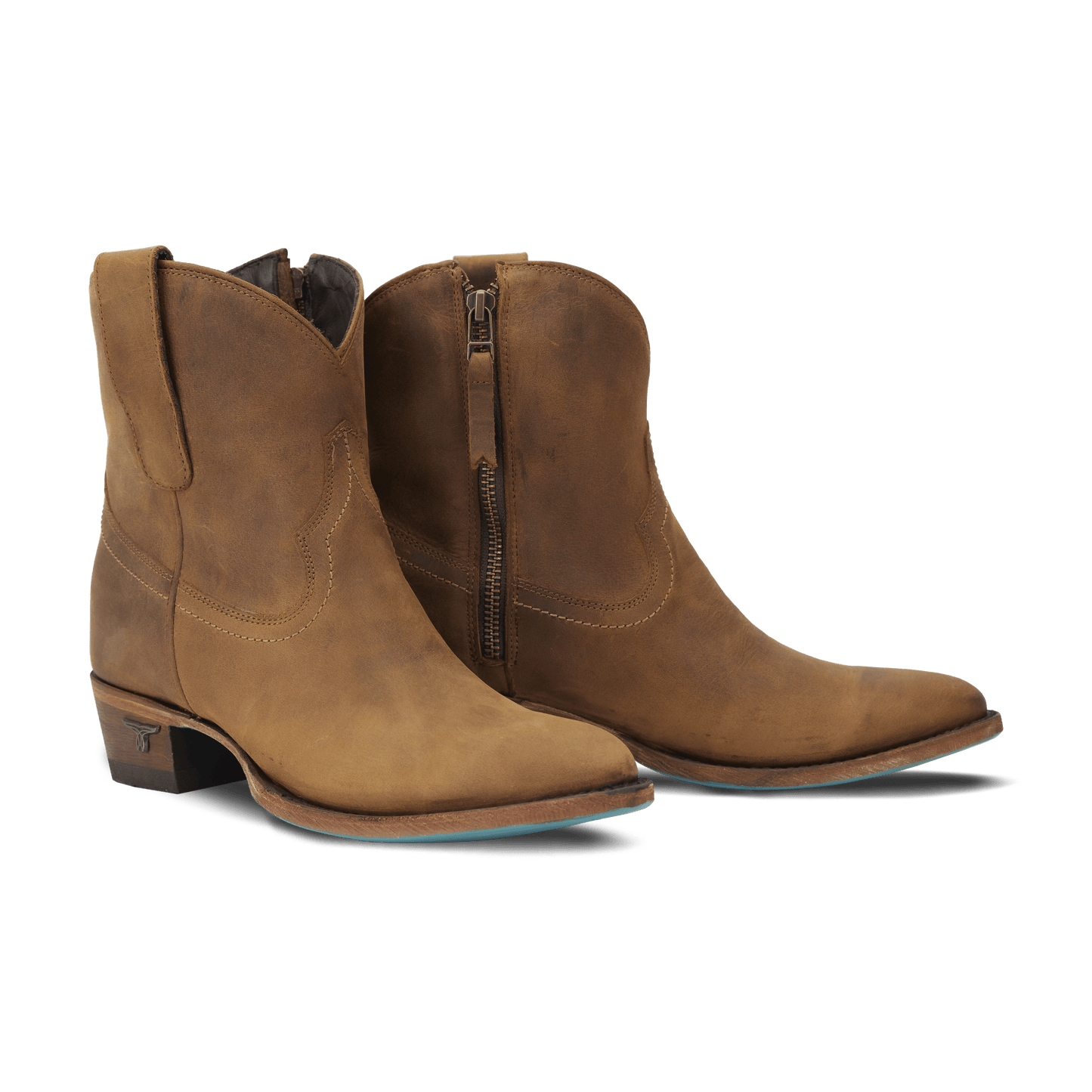 Burnt caramel Plain Jane booties with side zipper