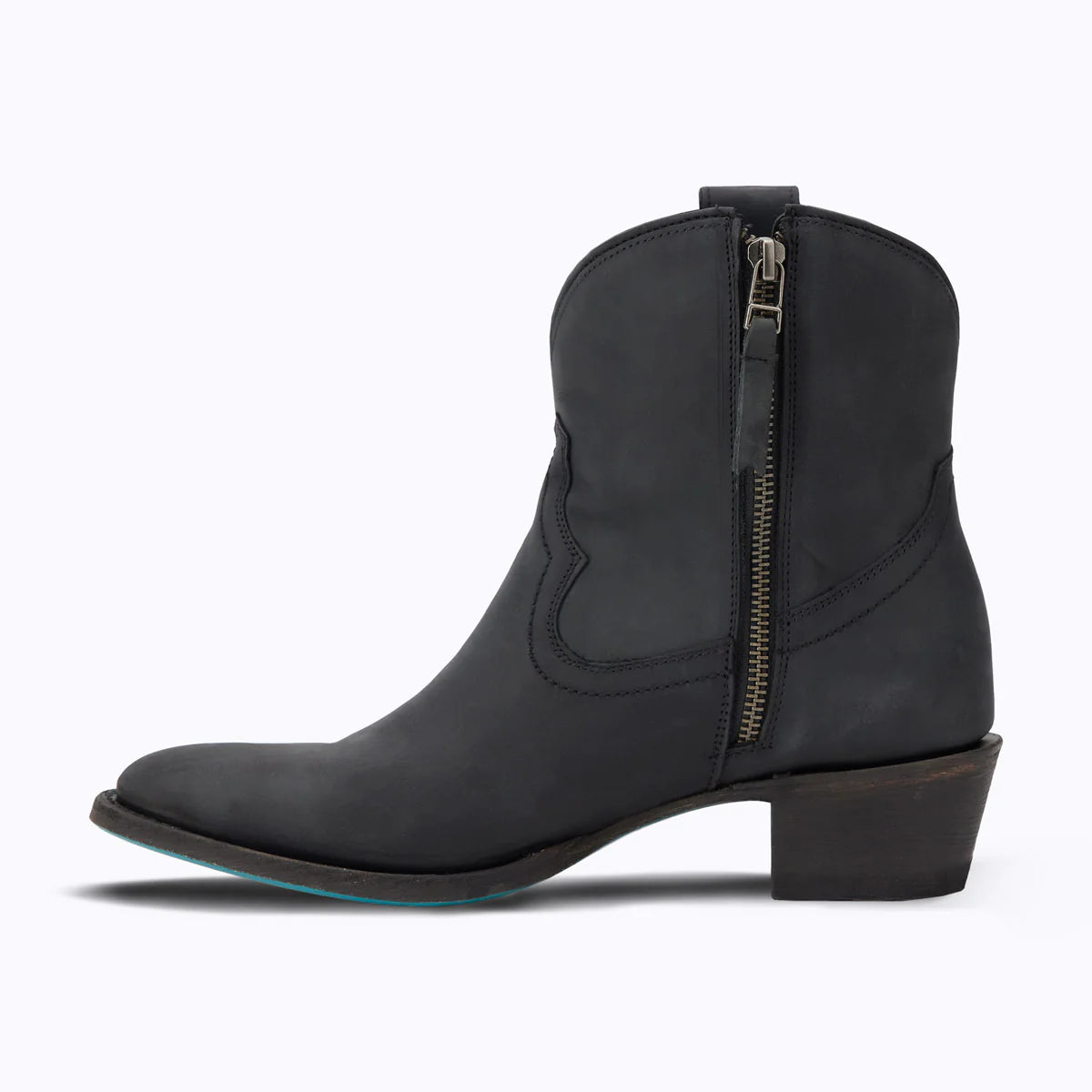 Matte black Plain Jane bootie with zipper