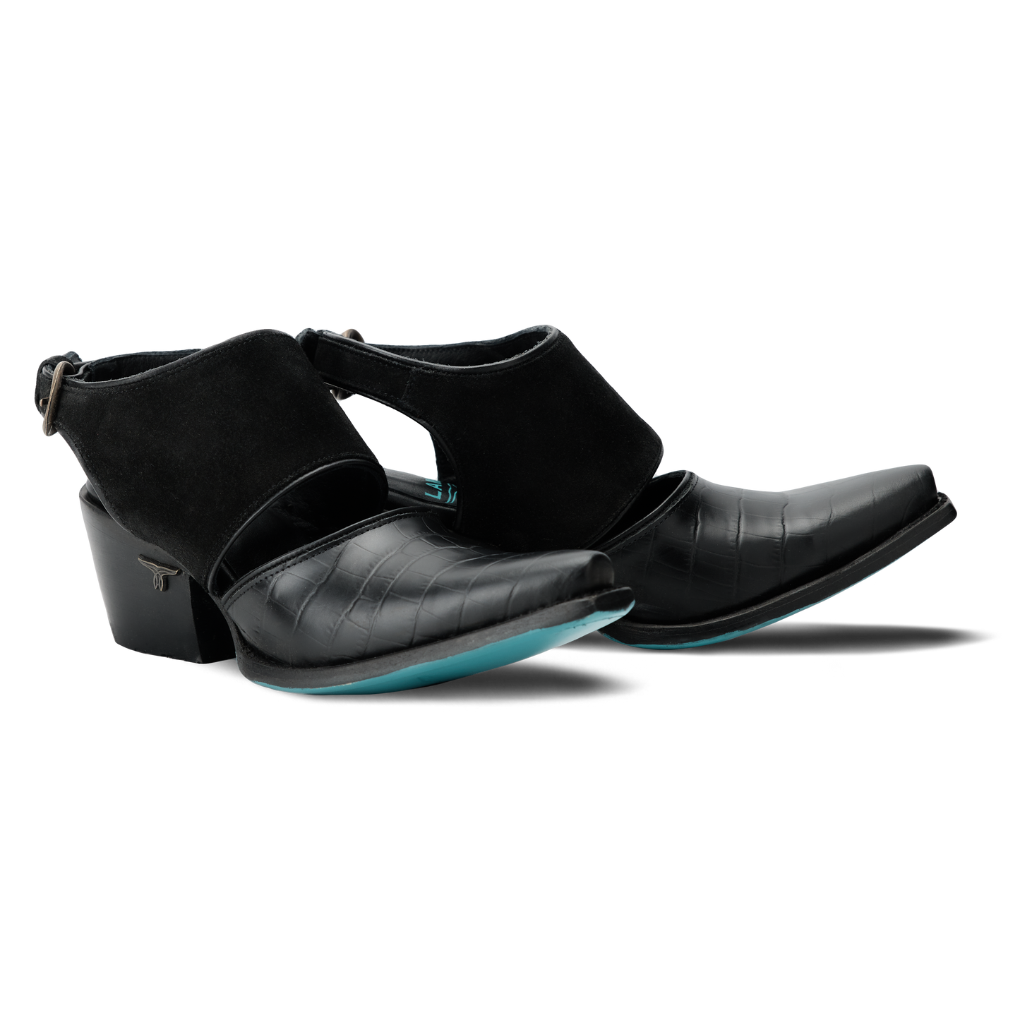 Black suede and leather Robin Mule shoe