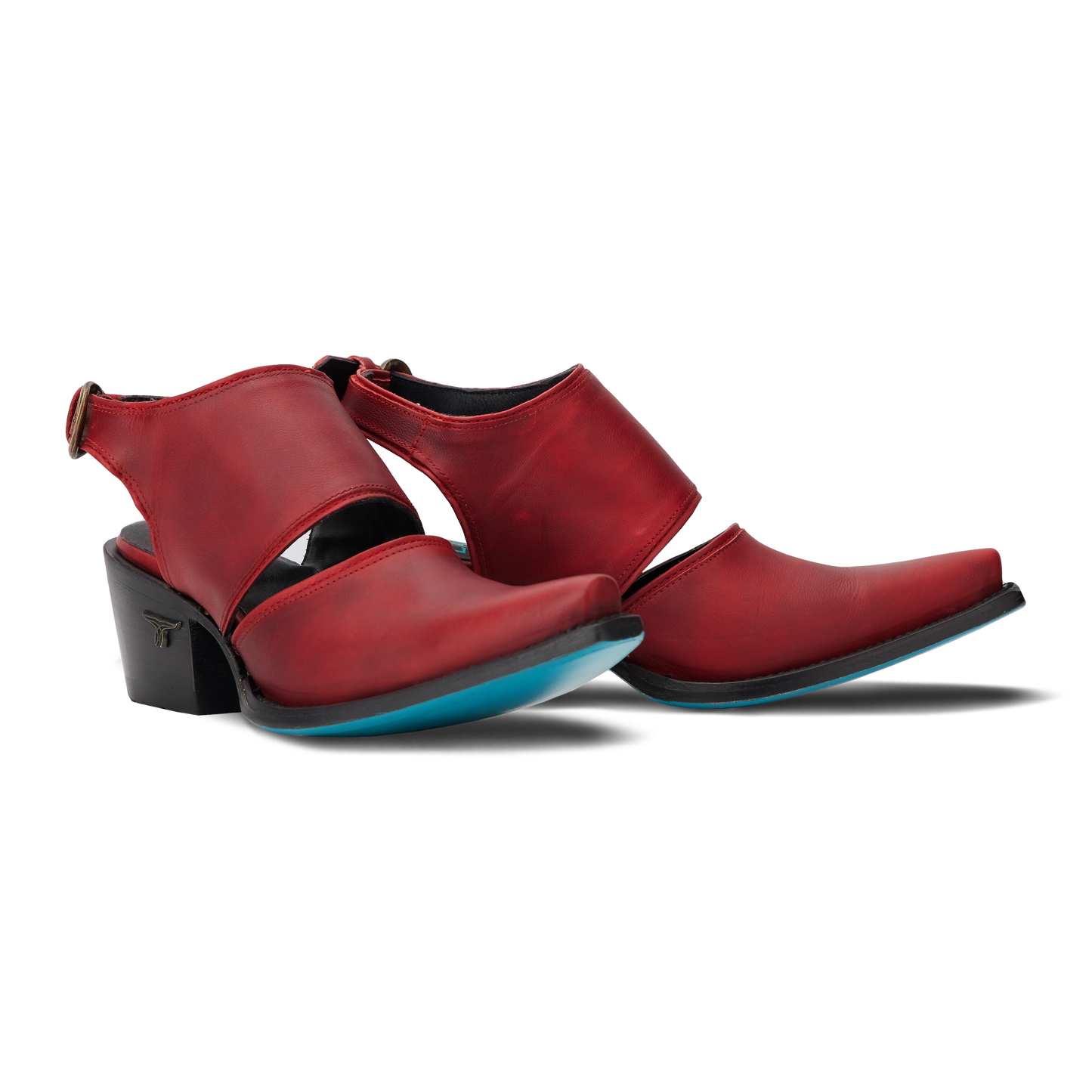 Red leather mule shoes, Smoldering Ruby, lb0555d