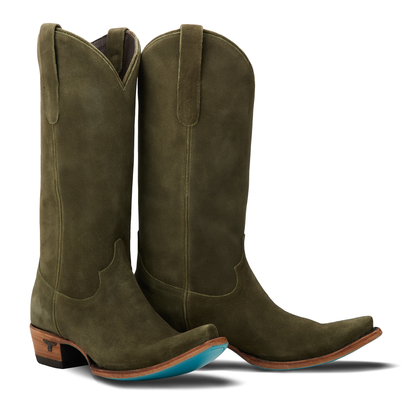 Emma Jane Olive Suede Cowboy Boots