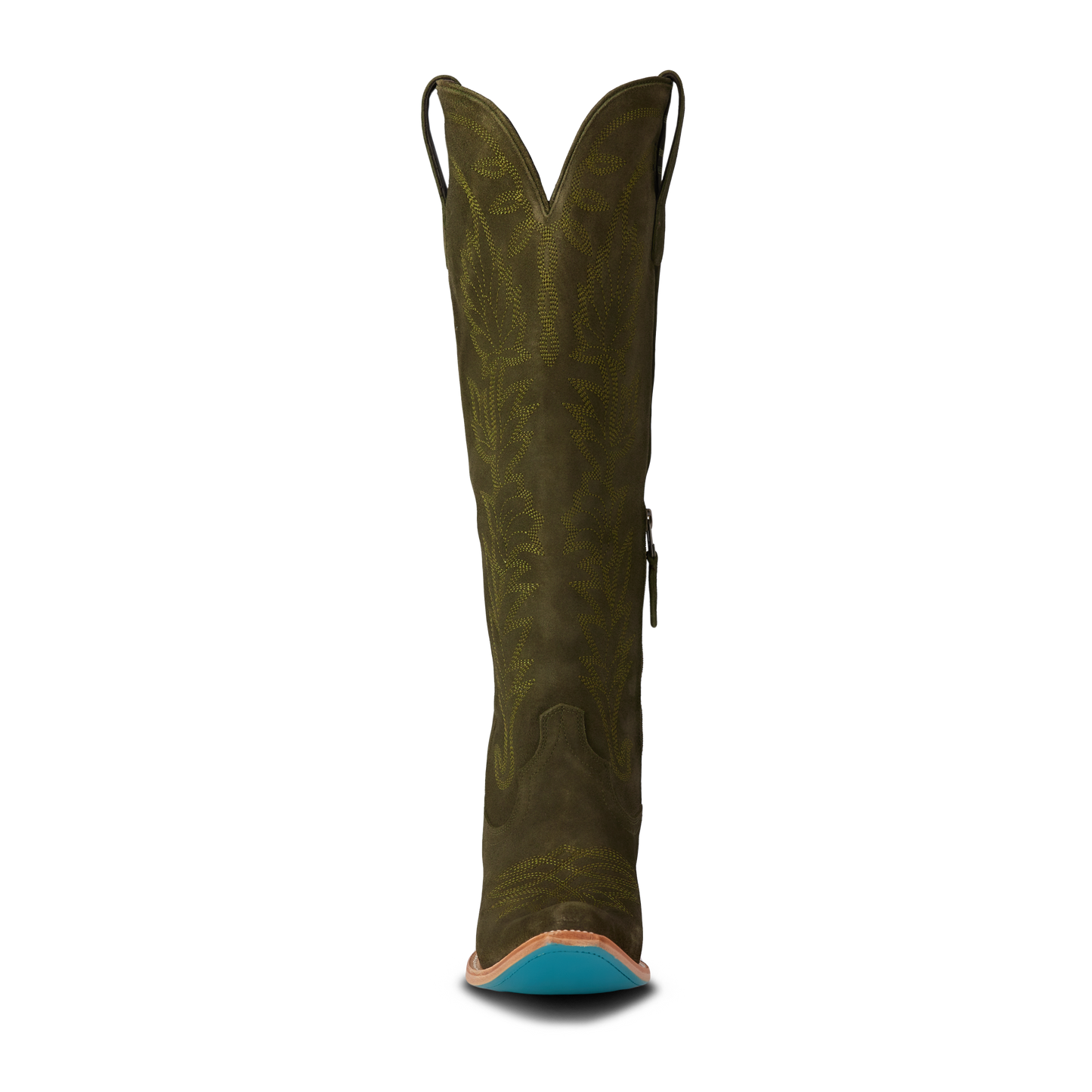 Olive suede knee-high boot, lb0570c