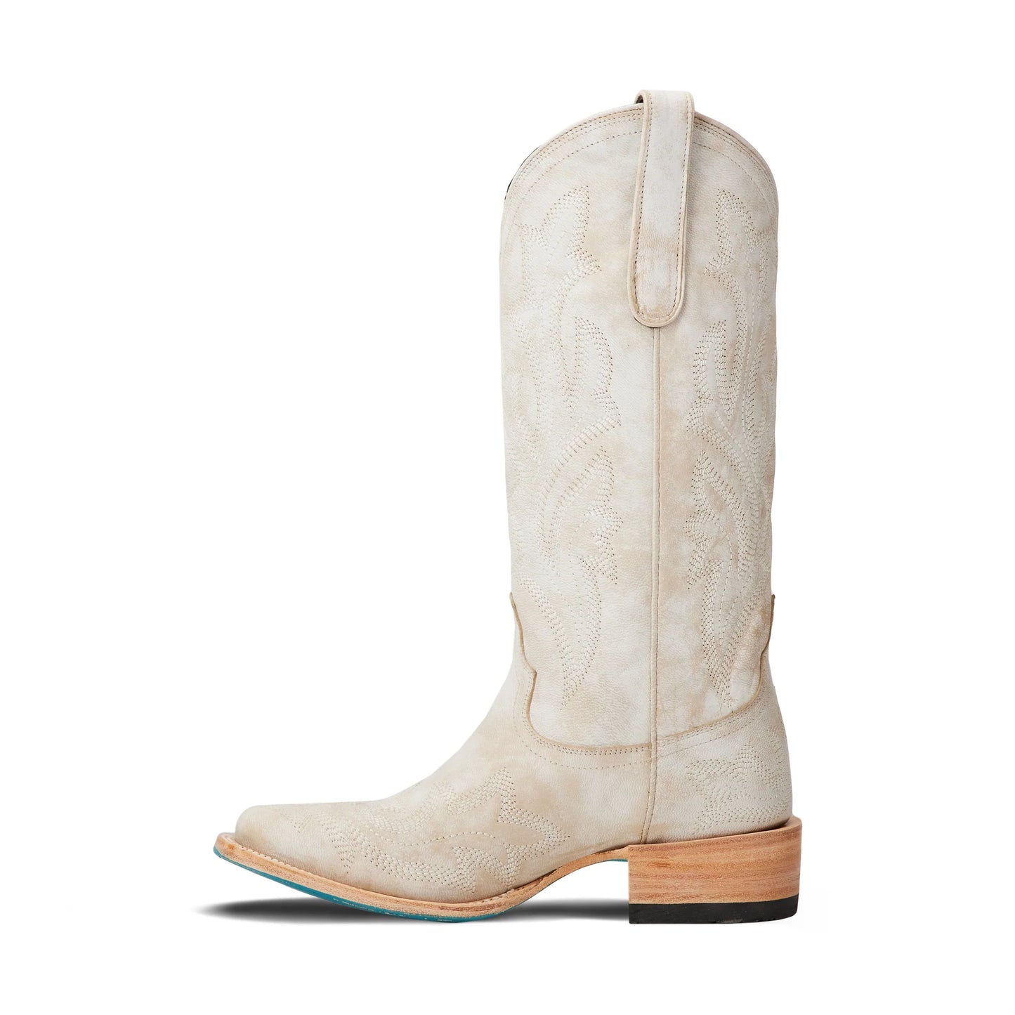White ceramic crackle Saratoga Square cowboy boot