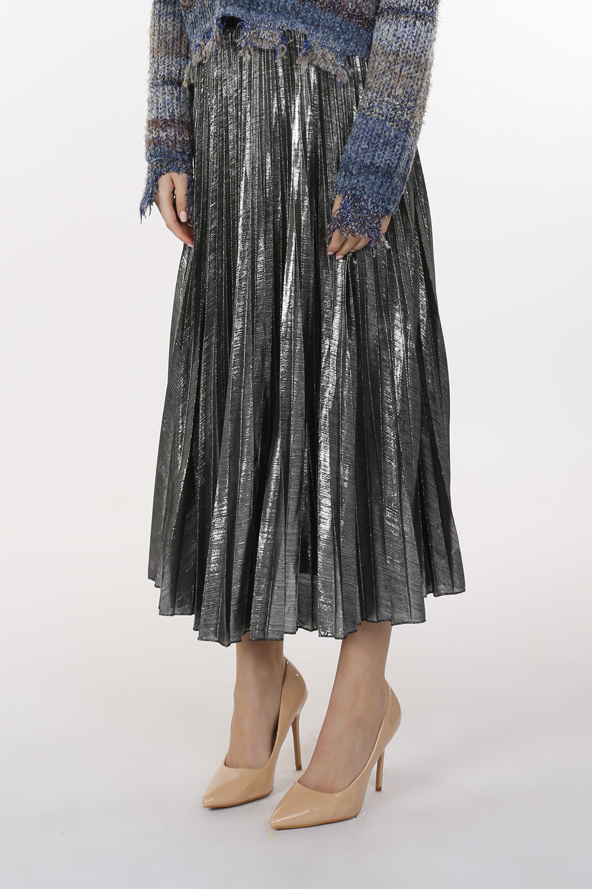 Silver pleated skirt (mc5353-silver-2)