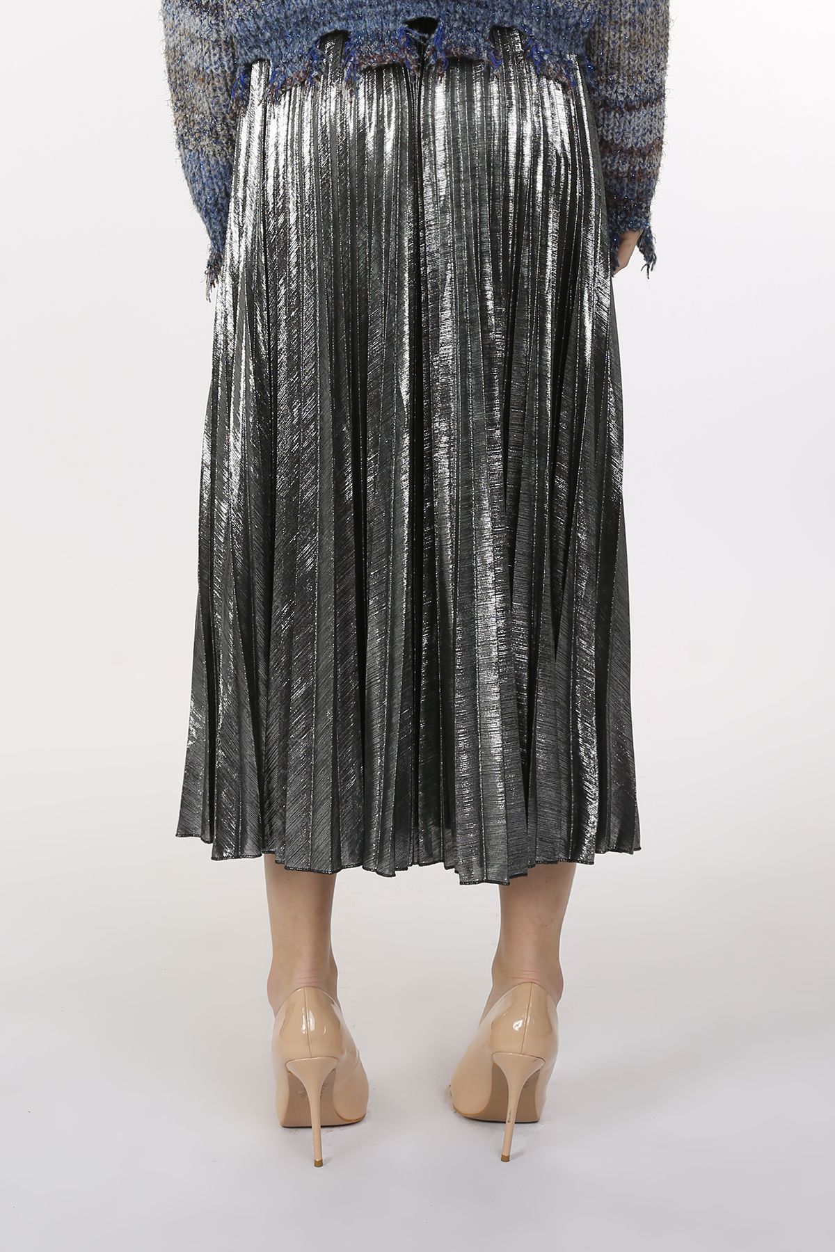 Silver pleated skirt mc5353-3