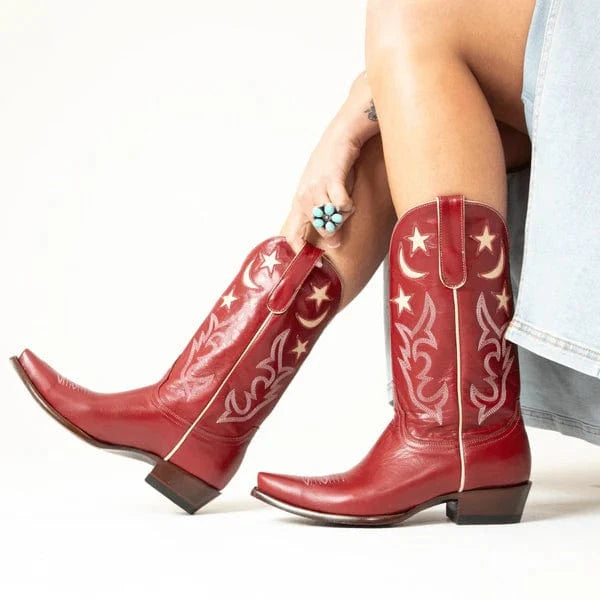 Red moon and star classic women's boots