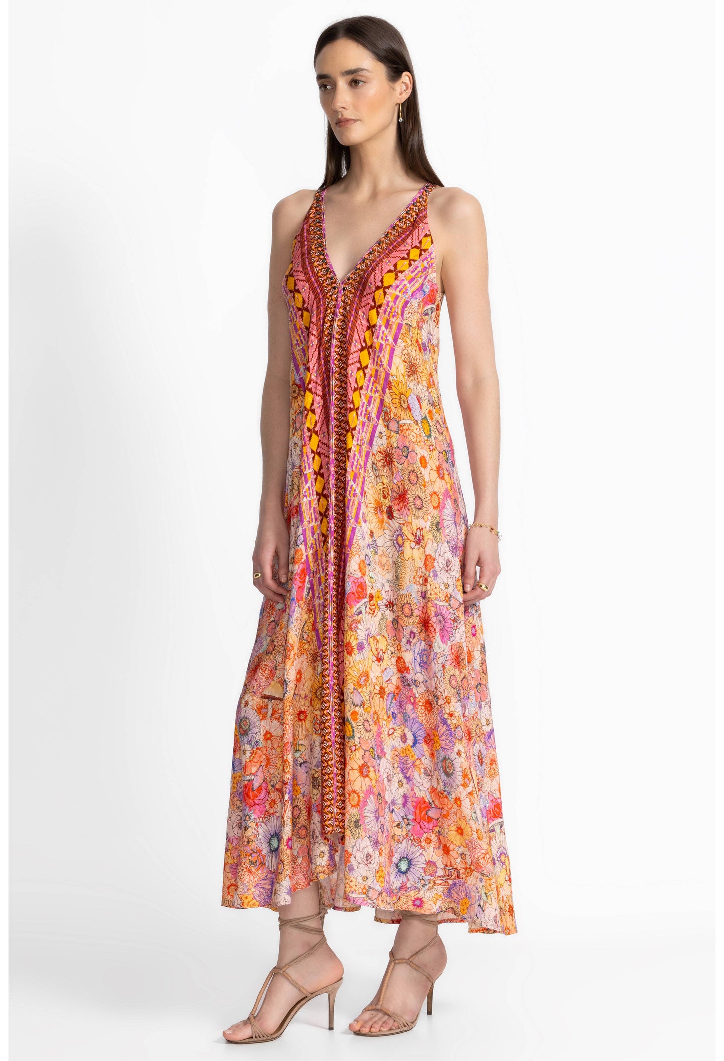 Sage pink floral maxi dress