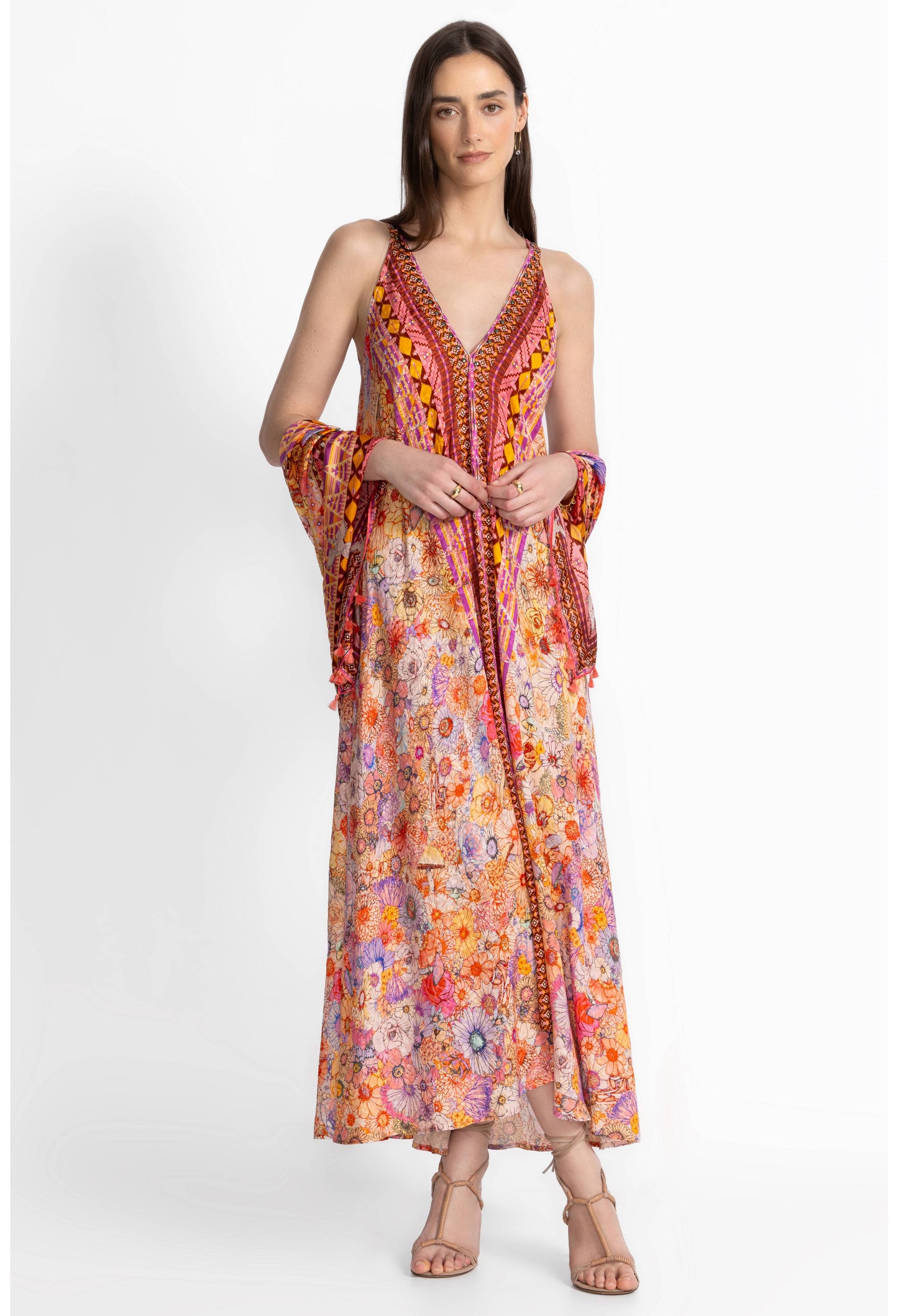 Sage pink floral maxi dress