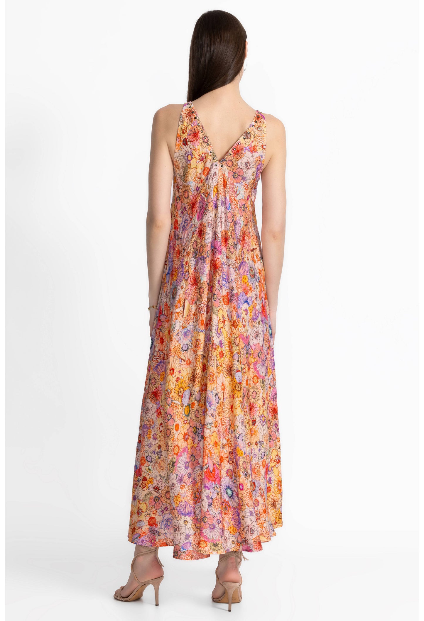 Sage pink floral maxi dress (r33225-2)